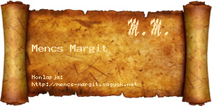 Mencs Margit névjegykártya